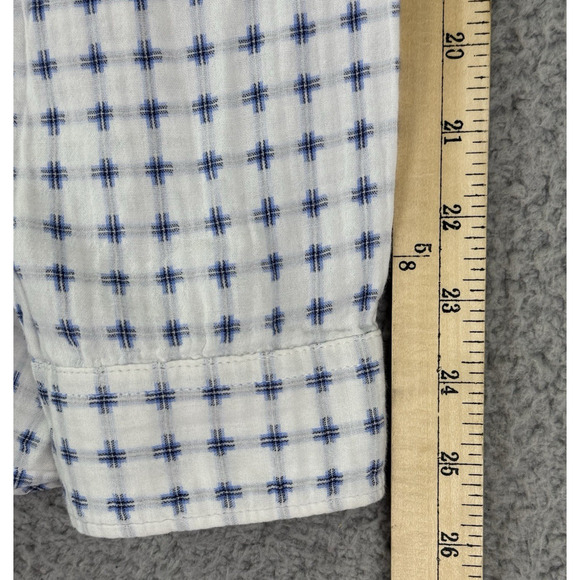 Carbon2Cobalt Mens XL Cotton Grid Shirt White Blue - Picture 10 of 15